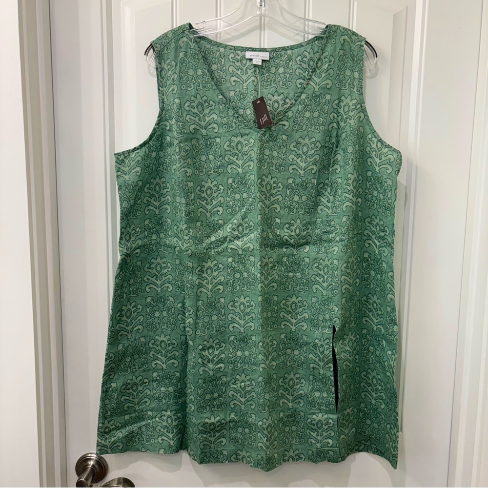 NWT J. Jill pure Jill Elements Women’s Teal-Green Linen Sleeveless Tunic Size XL